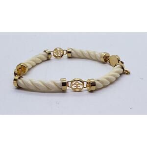 Vintage Bracelet Twisted Lucite & Gold Chinese Good Luck 12k Gold Plate